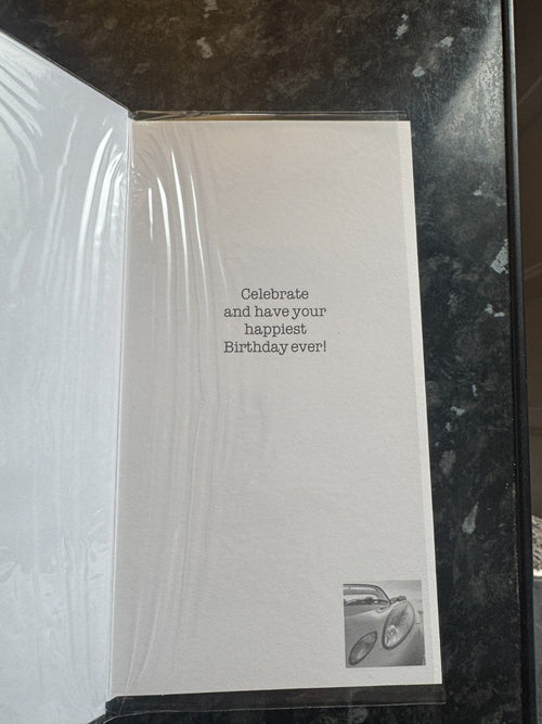 50th Birthday Card Male 50 Today Fifty Sports Car Silver Foil Medium 13x23cm