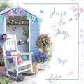 Open Happy Birthday Card Just For You Tea Shed Rocking Chair Book Design Female