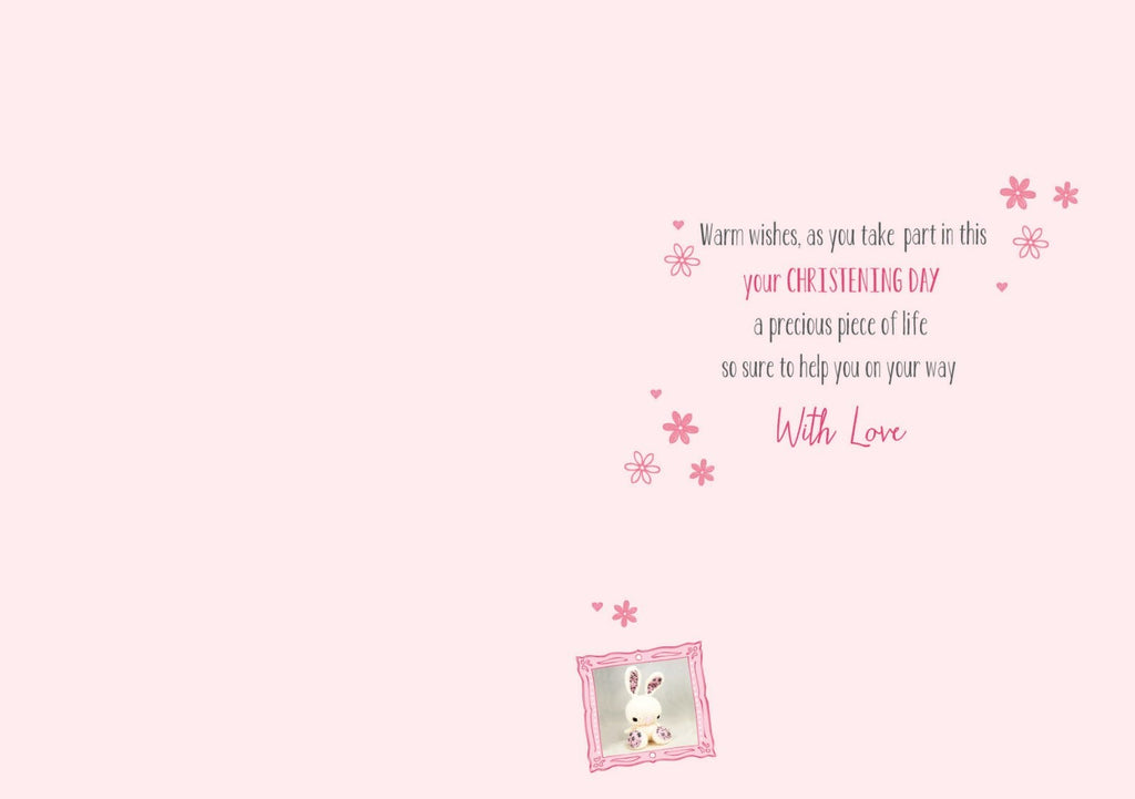 Girls Christening Day Card With Love On A Special Teddy Design Bright Modern