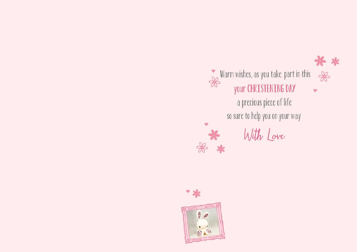 Girls Christening Day Card With Love On A Special Teddy Design Bright Modern
