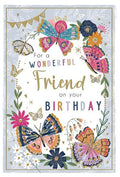 Friend Happy Birthday Card Butterfly Word Design Lovely Verse
