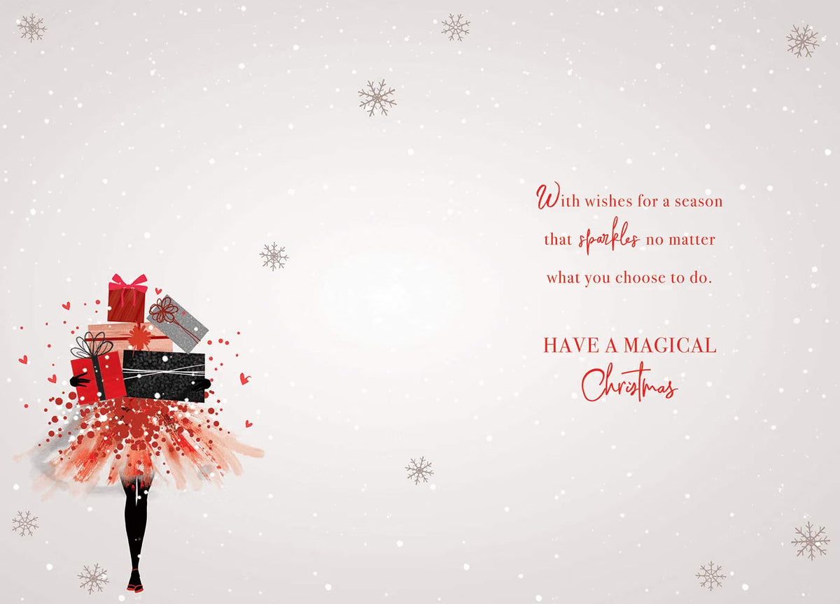 Aunt Christmas Card Lady Carrying Presents Design Lovely Verse