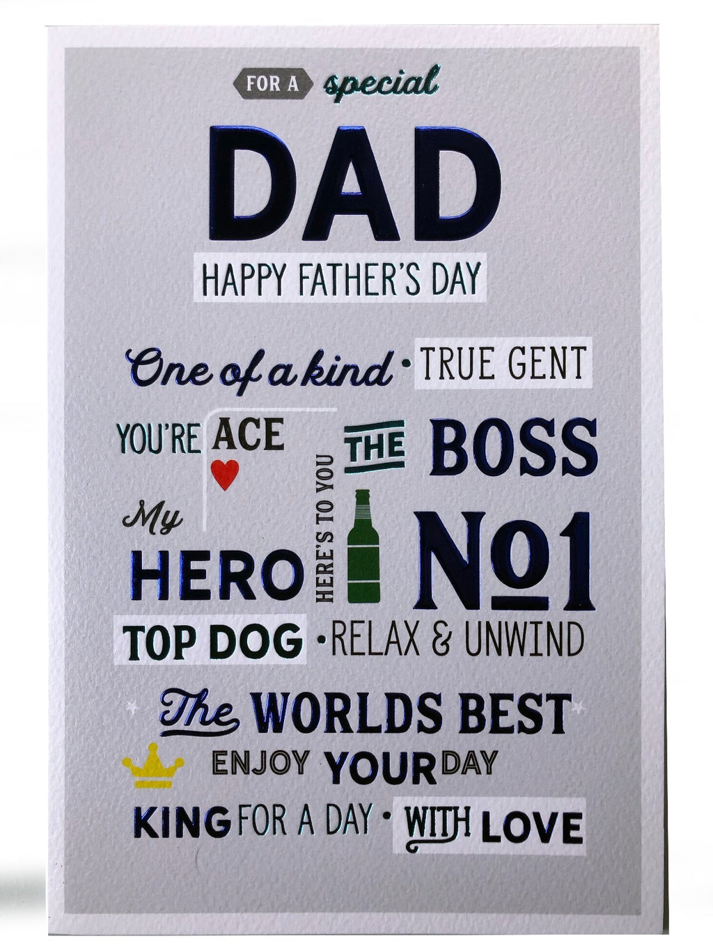 Dad Father's Day Card One Of A Kind True Gent Boss Ace NO1 Design Luxury