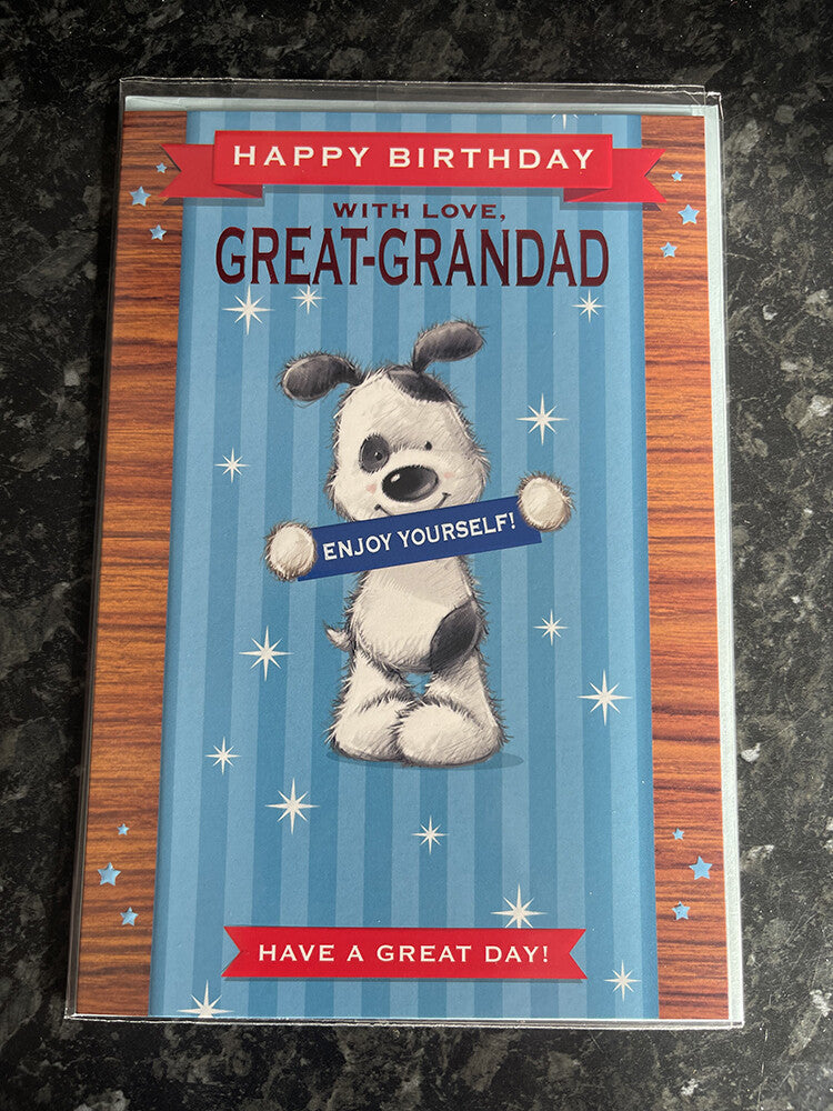 Great Grandad Happy Birthday Card Cute Dog Enjoy Yourself