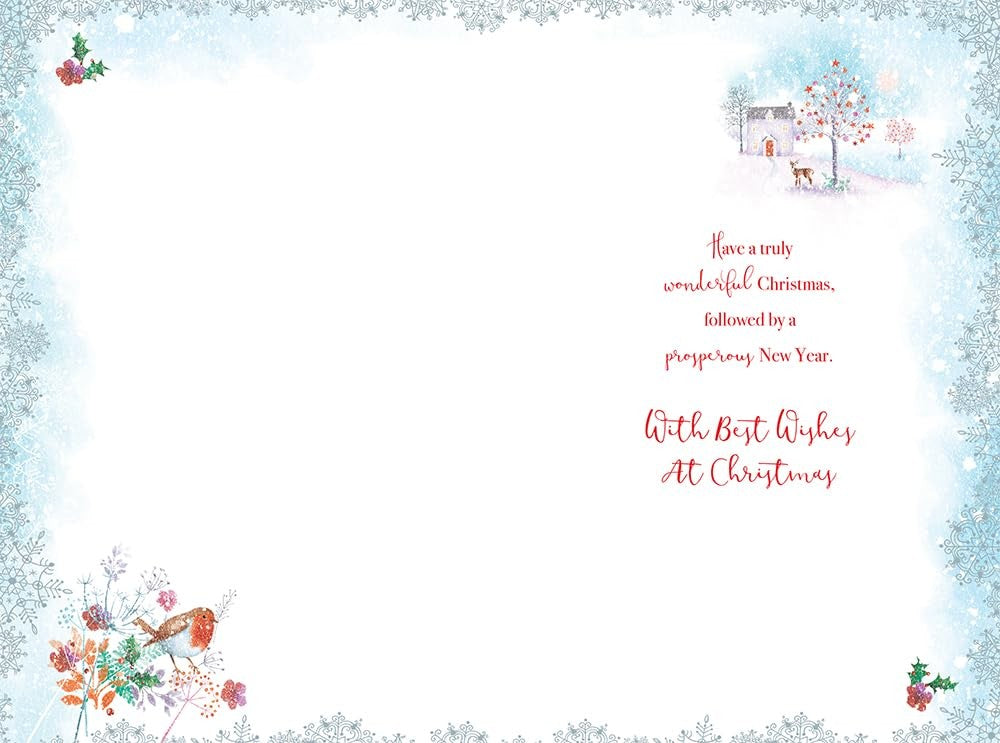 Granny Christmas Card Traditional Snow Scene House Tree 9" x 6" Lovely Verse