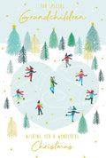 Christmas Card For Grandchildren 15x23cm Ice Skating Large Quality Board