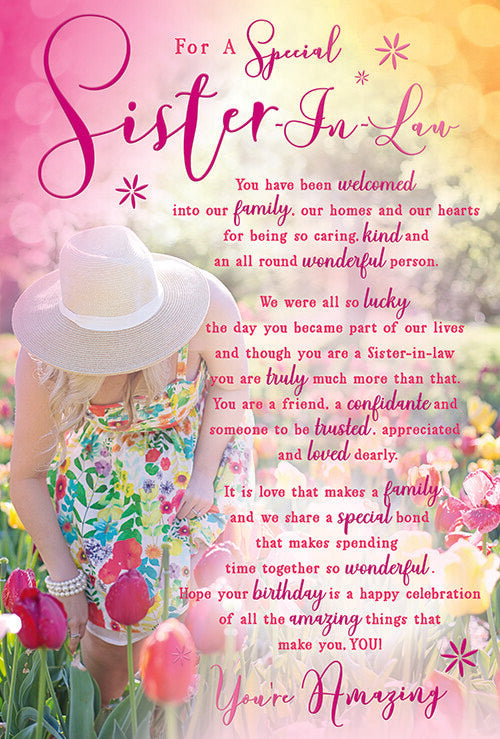 Sister In Law Birthday Card Tulips For A Special Sentiments Happy Lovely Verse
