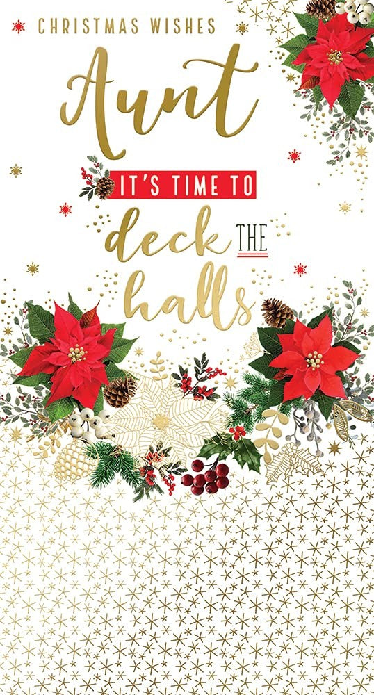 Aunt Christmas Card It's Time To Deck The Halls Bright Design
