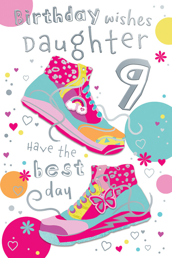 Daughter 9th Birthday Card Age 9 Have The Best Day Trainers Happy