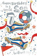 7th Birthday Card for Son 15cm x 23cm Football Design Printed Verse