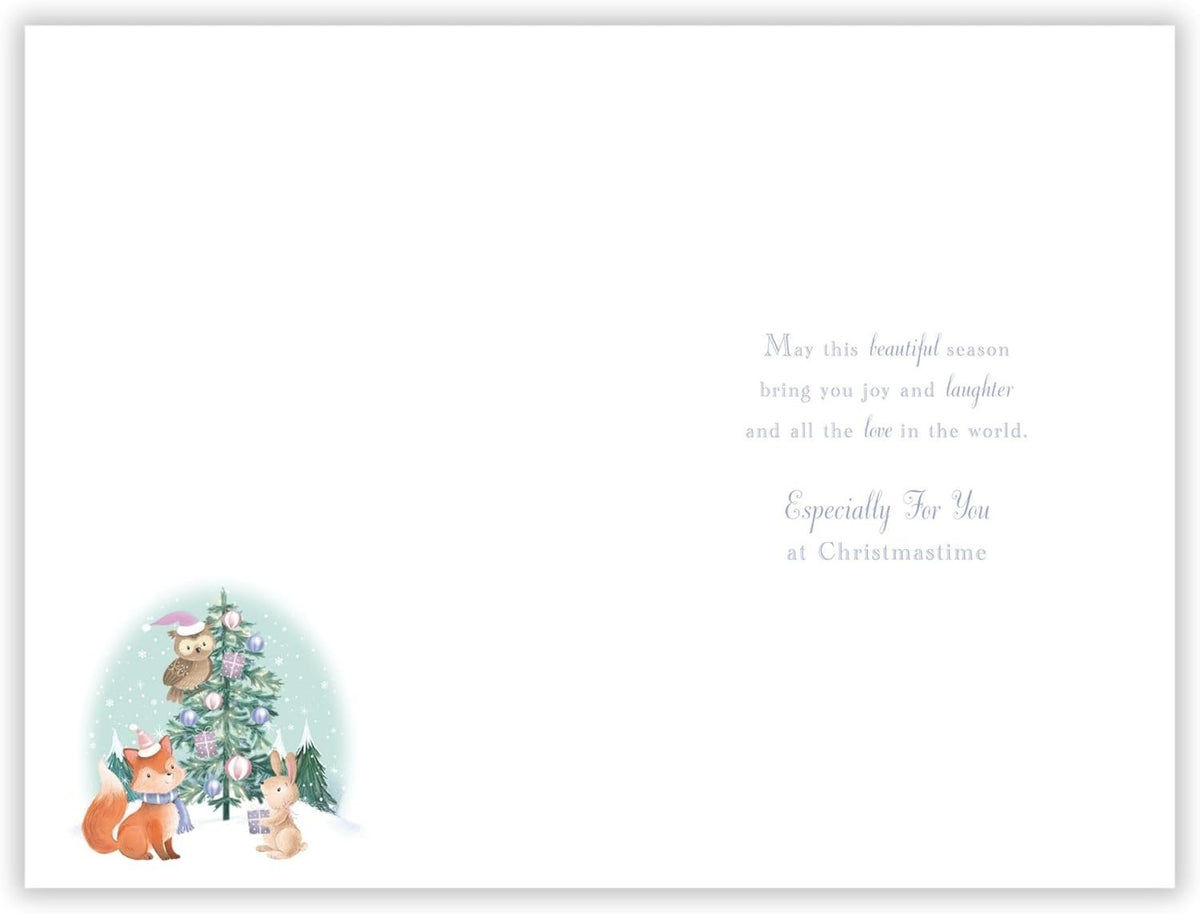 1st First Christmas Card For Granddaughter Large 15x23cm Woodland Animals