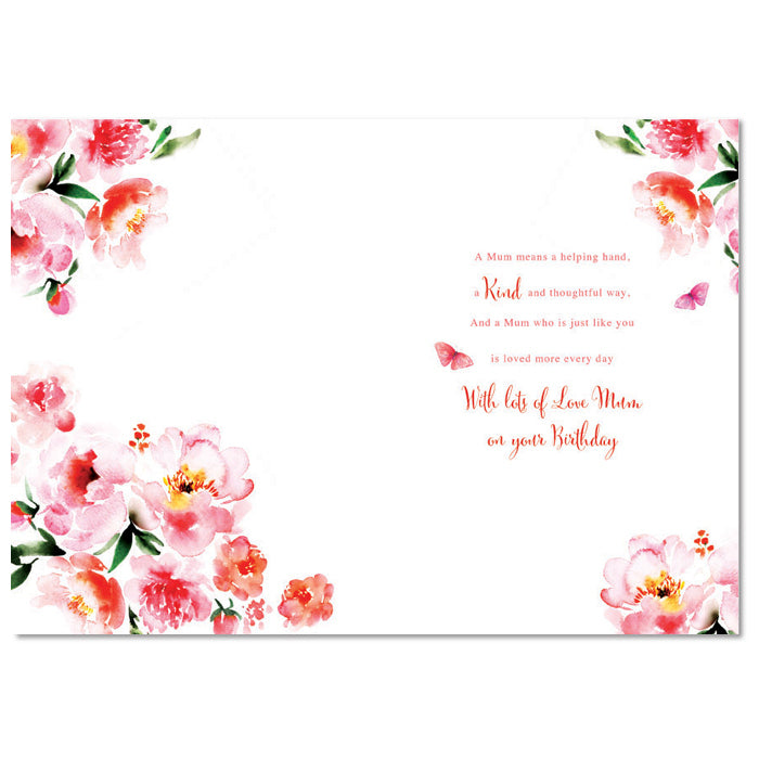 Mum Happy Birthday Card With Love Butterfly Flower Design Lovely Bright Modern