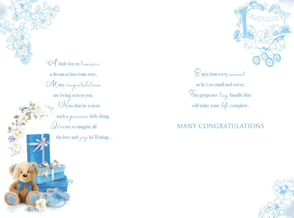 Birth Baby Grandson Card Gifts Foil Finish New Baby Lovely Verse