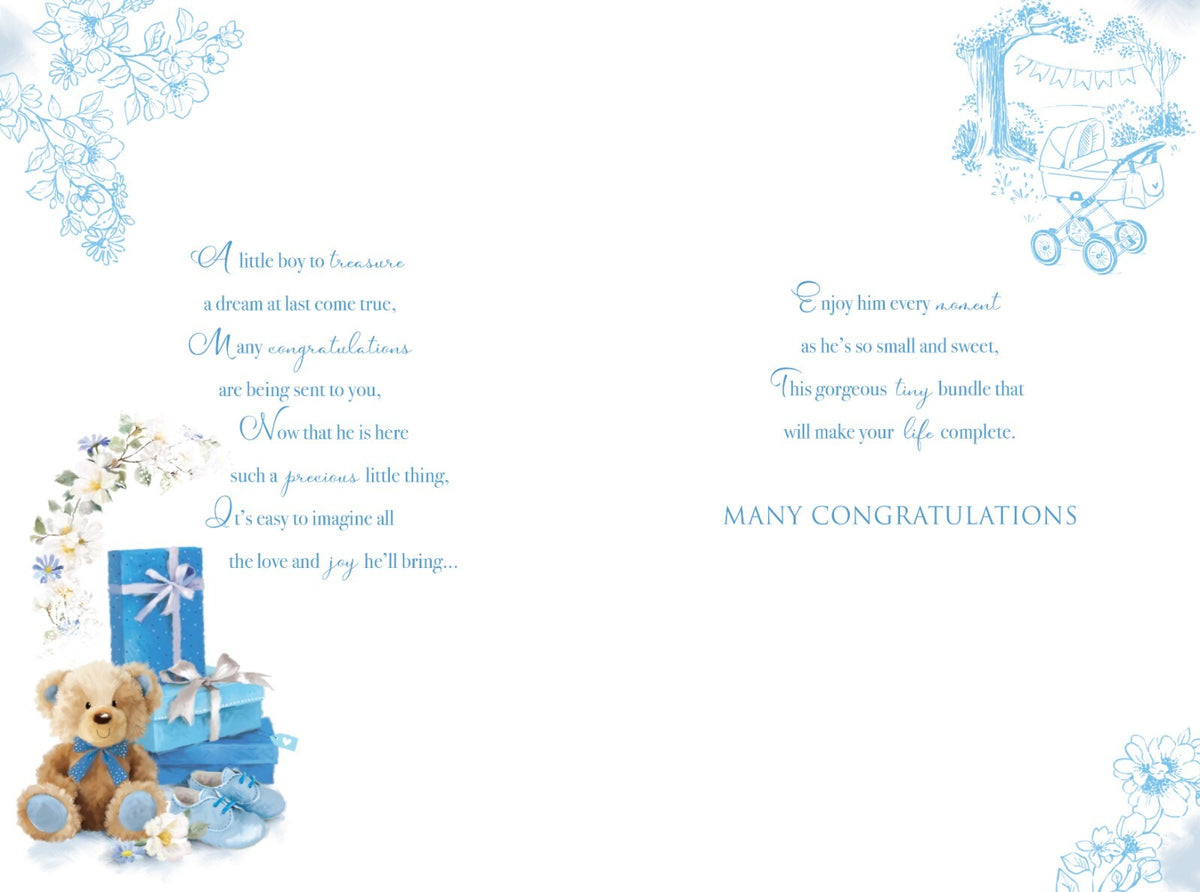 Birth Baby Grandson Card Gifts Foil Finish New Baby Lovely Verse