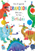 Grandson Birthday Card Dinosaurs 9" x 6" Lovely Verse