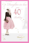Daughter-in-law 40th Birthday Card  Paris Glam & Star Design  15x23cm