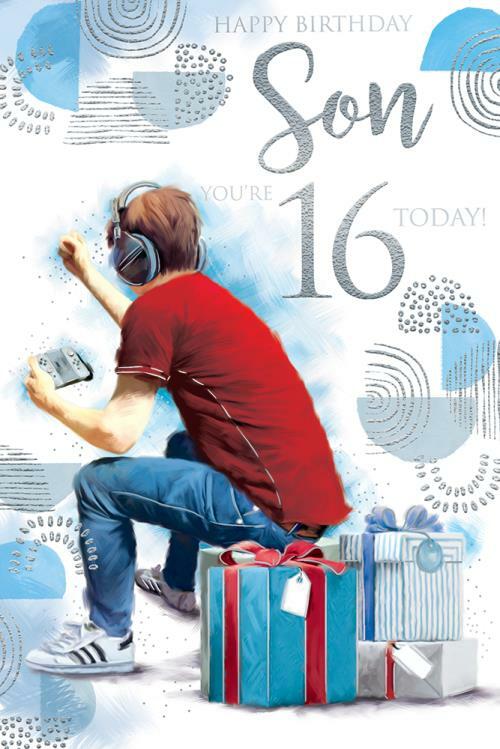 16th Birthday Card Son - Gamer Music Lover Design ~ Approx 6"x9"