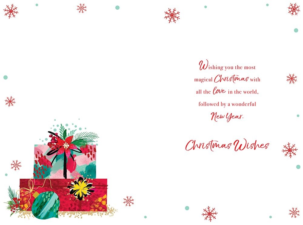 Nan Christmas Card Modern Gifts Baubles Poinsettia 9" x 6" Lovely Verse