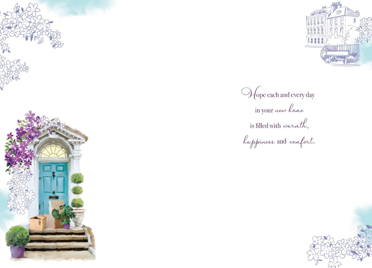 New Home Card Gifts Flowers House Foil Finish Lovely Verse