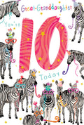 Great Granddaughter 10th Birthday Card Age 10 Fox 9" x 6" Lovely Verse