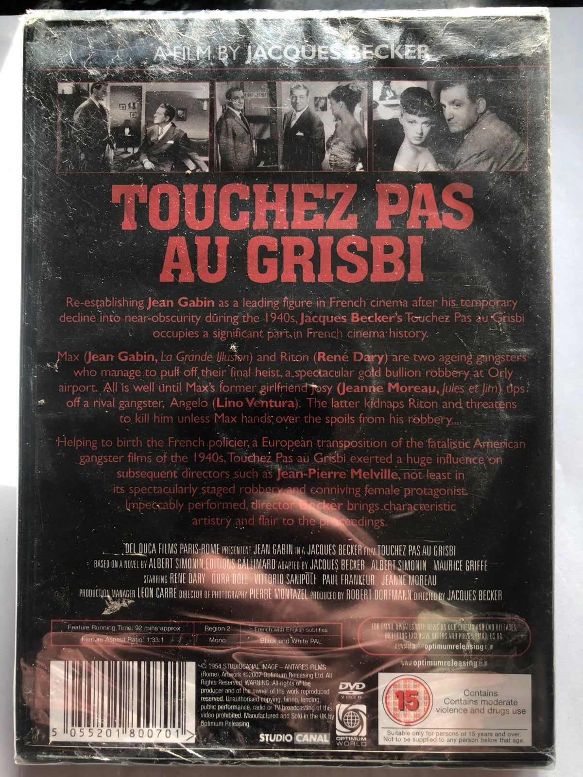 Touchez Pas Au Grisbi (2007) Jean Gabin Becker NEW DVD Region 2 New & Sealed