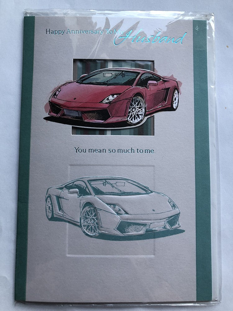 Husband Happy Anniversary Card Red Sports Car Die Cut