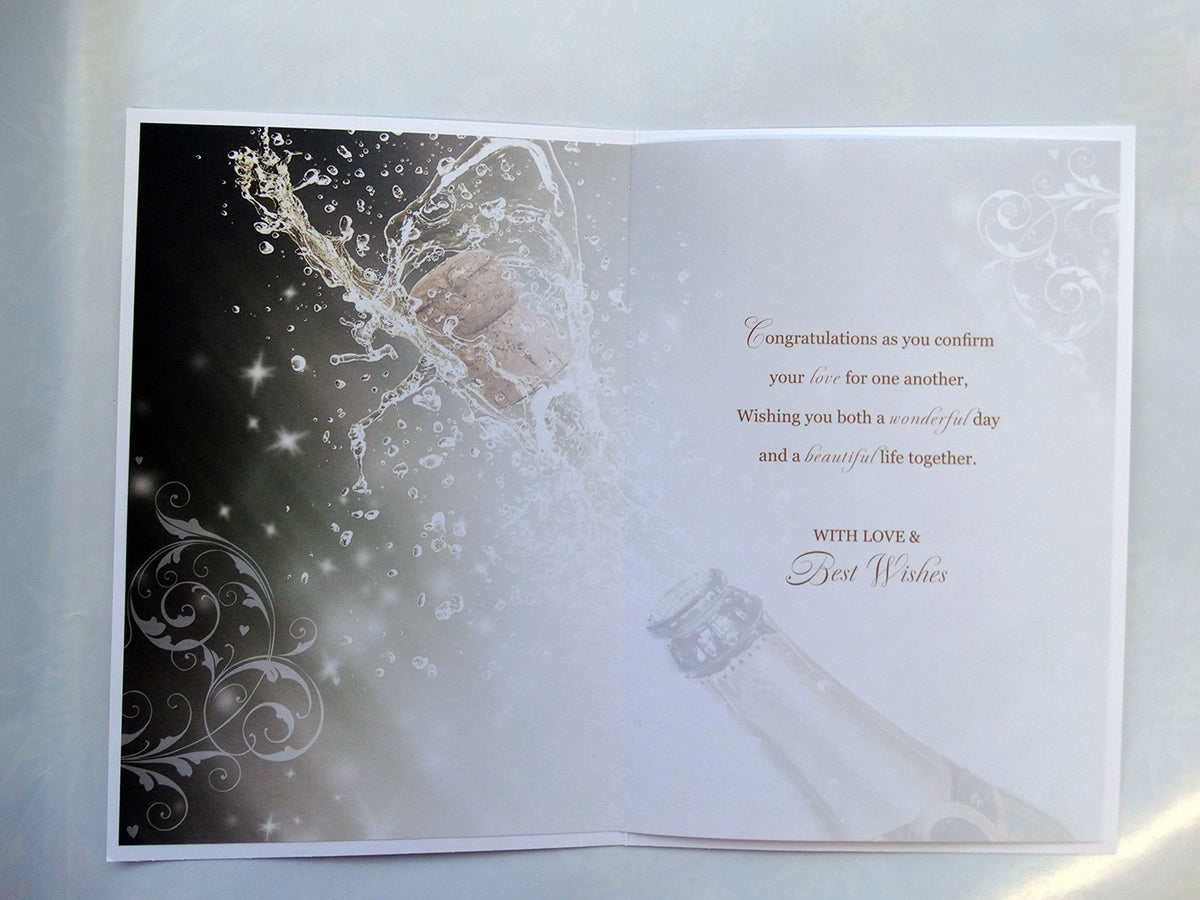 Mrs & Mrs Wedding Card Lovely  Modern Champagne Design Civil Partnership Day