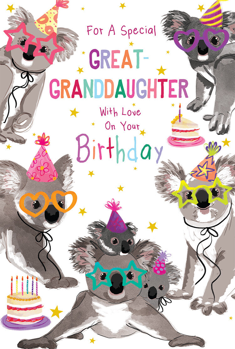 Great Granddaughter Birthday Card Koala 9" x 6" Lovely Verse