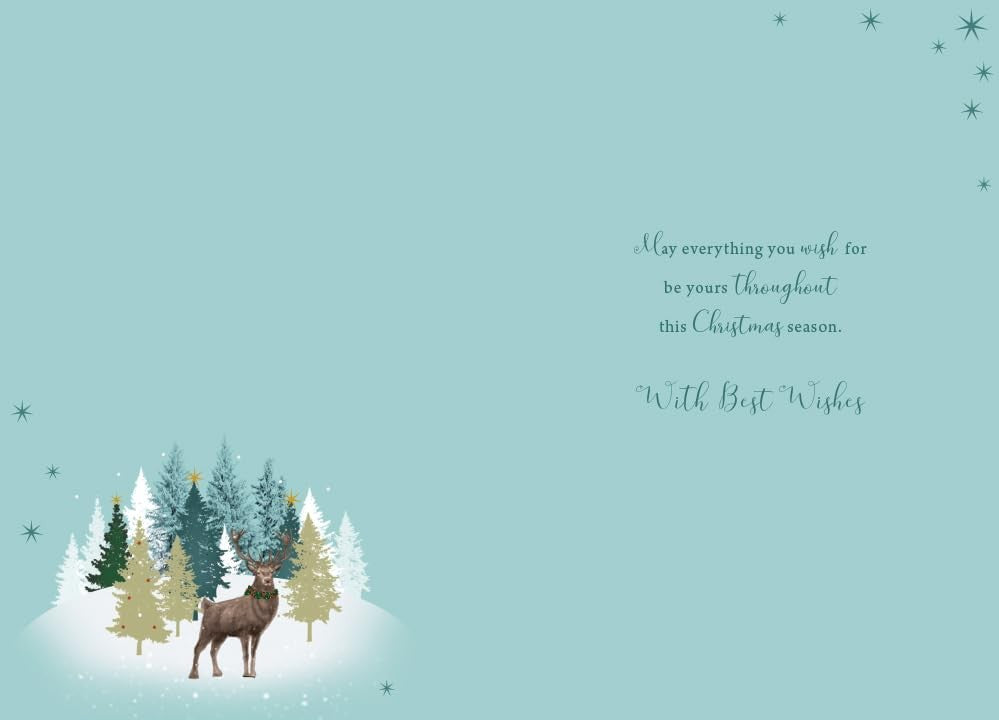 Grandad Christmas Card Modern Stag Trees  7.5" x 5" Lovely Verse