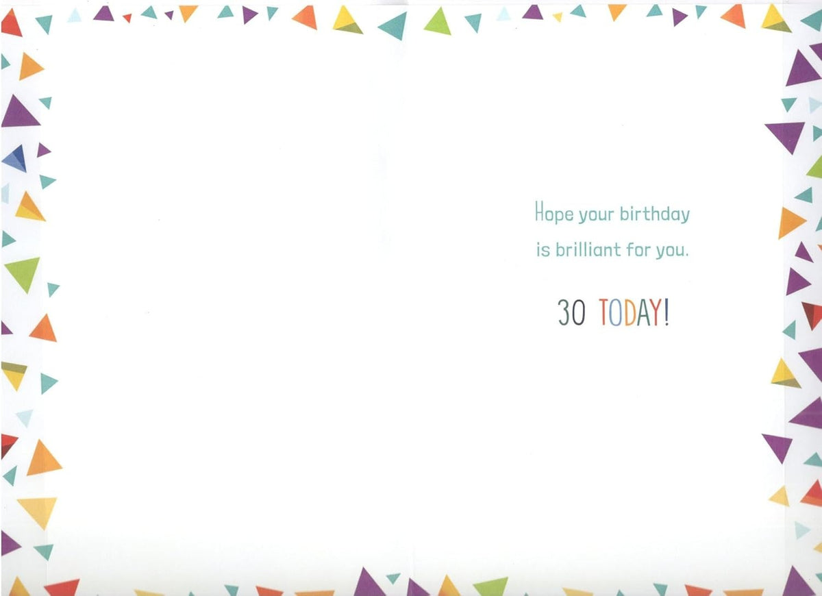 Cousin 30th Birthday Card  Colourful Confetti & Humour Design  15x23cm