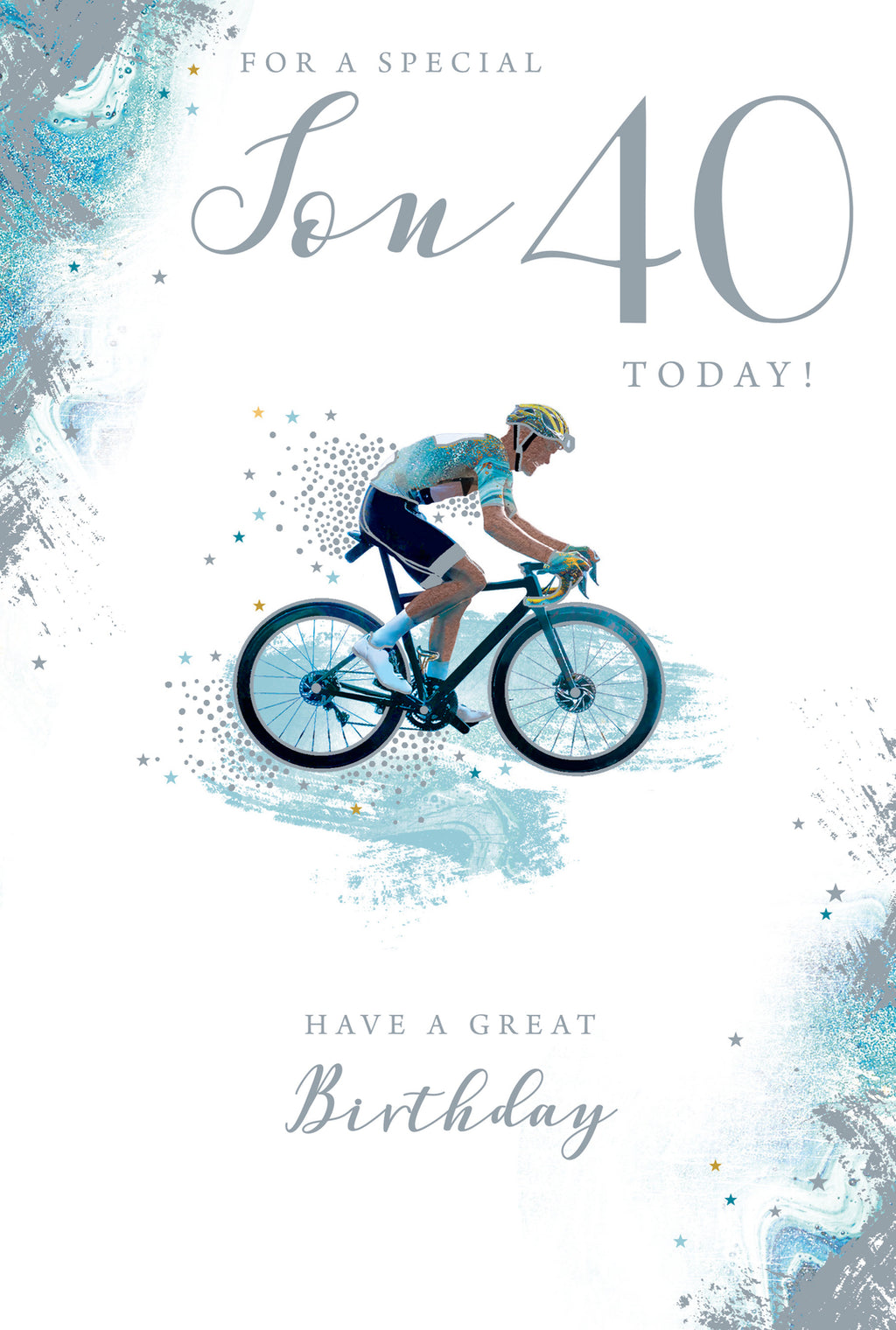 Son 40th Birthday Card - Modern Cycling Design - Happy Fortieth Wishes