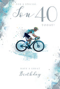 Son 40th Birthday Card - Modern Cycling Design - Happy Fortieth Wishes