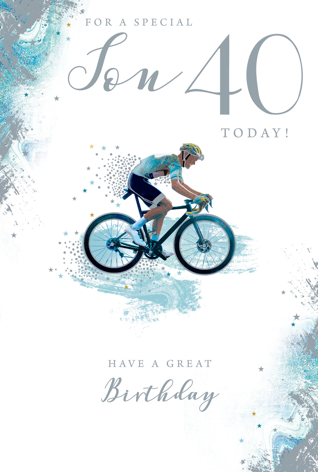 Son 40th Birthday Card - Modern Cycling Design - Happy Fortieth Wishes