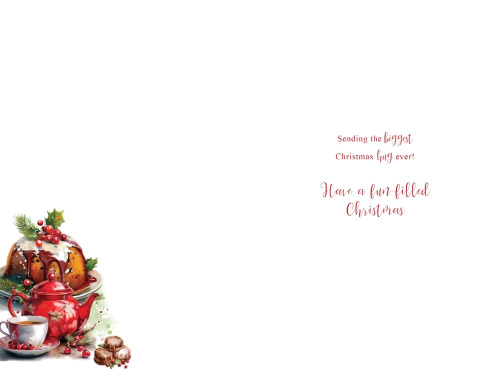 Christmas Card To Special Friend Large Pudding Teapot Festive 15x23cm