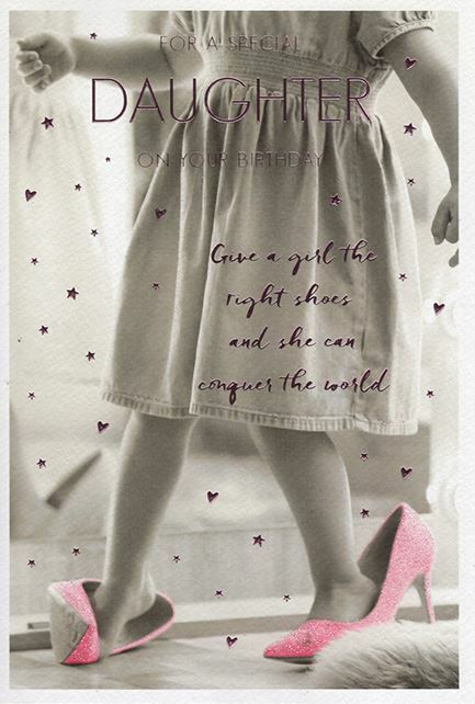 Daughter Happy Birthday Card Girl In Mums Pink Shoes Photo Design Lovely Verse