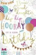 Granddaughter 13th Birthday Card 13 Today  Balloons Design Happy  Lovely Verse