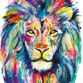 Lion Greeting Card  Colourful Watercolour & Gold Accents  16x16cm  Blank Insi