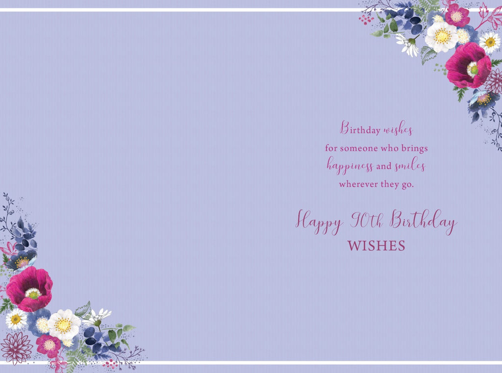 Sister 90th Birthday Card - Floral Envelope Design - Special 90 Today Wishes