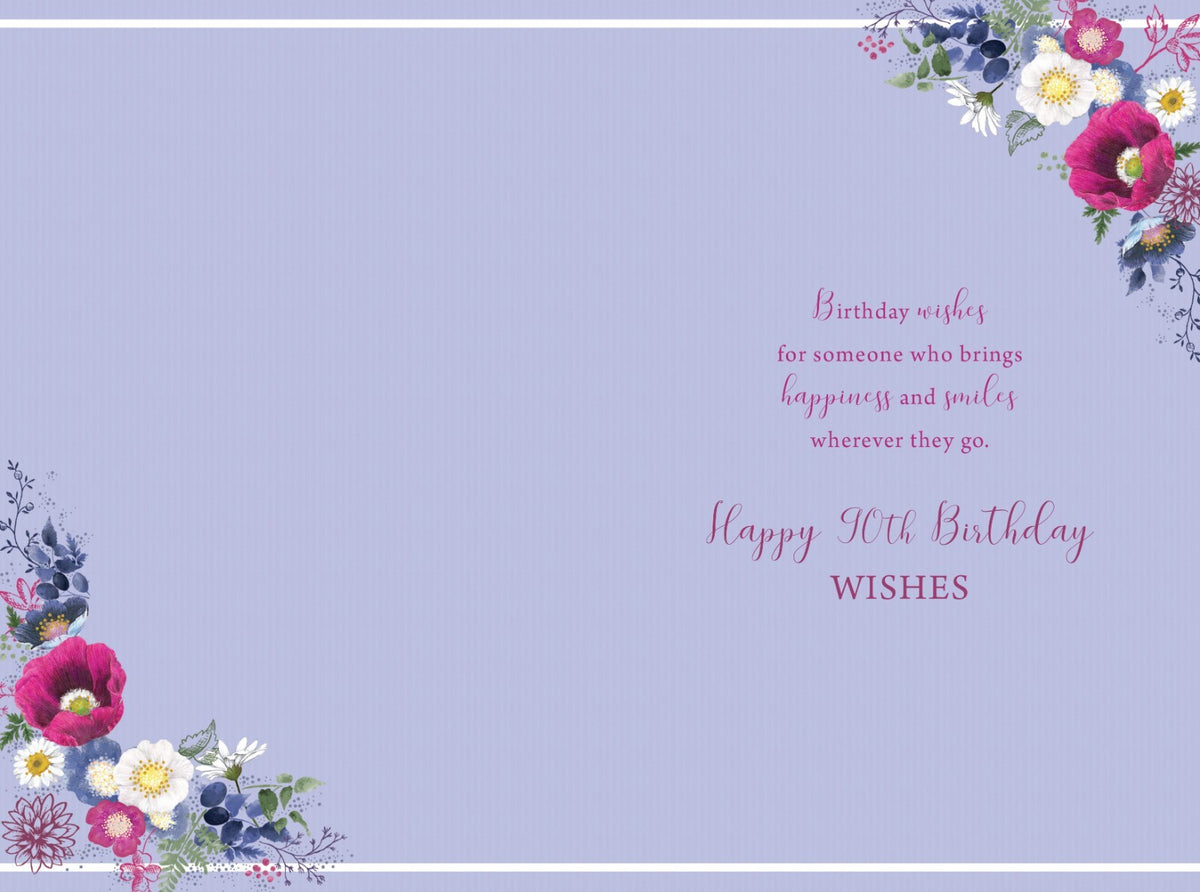 Sister 90th Birthday Card - Floral Envelope Design - Special 90 Today Wishes