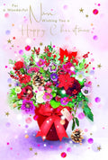 Christmas Card For Nan 15x23cm Large Festive Floral Bouquet Verse Inside