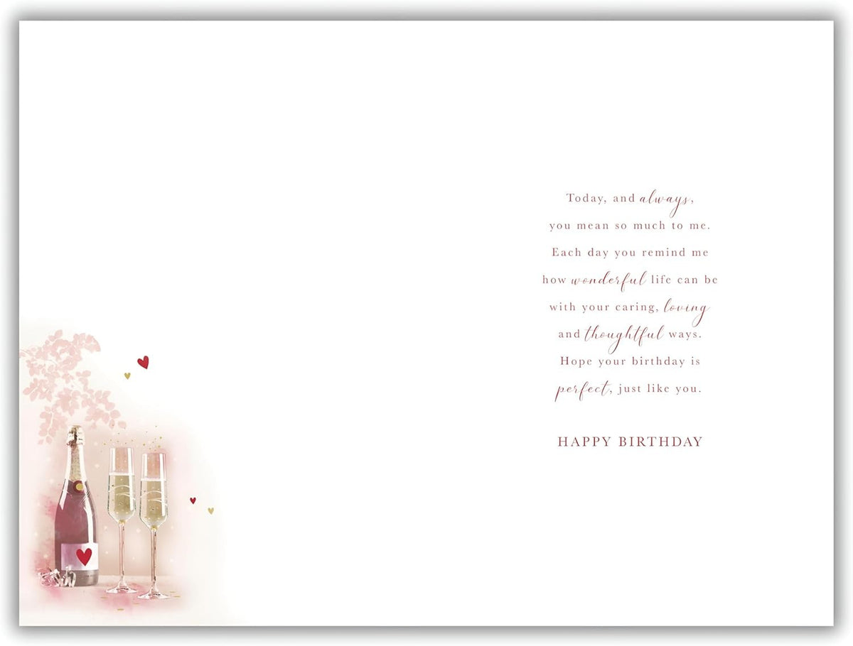One I Love Birthday Card  Champagne & Floral Design  Quality Finish  15x23cm