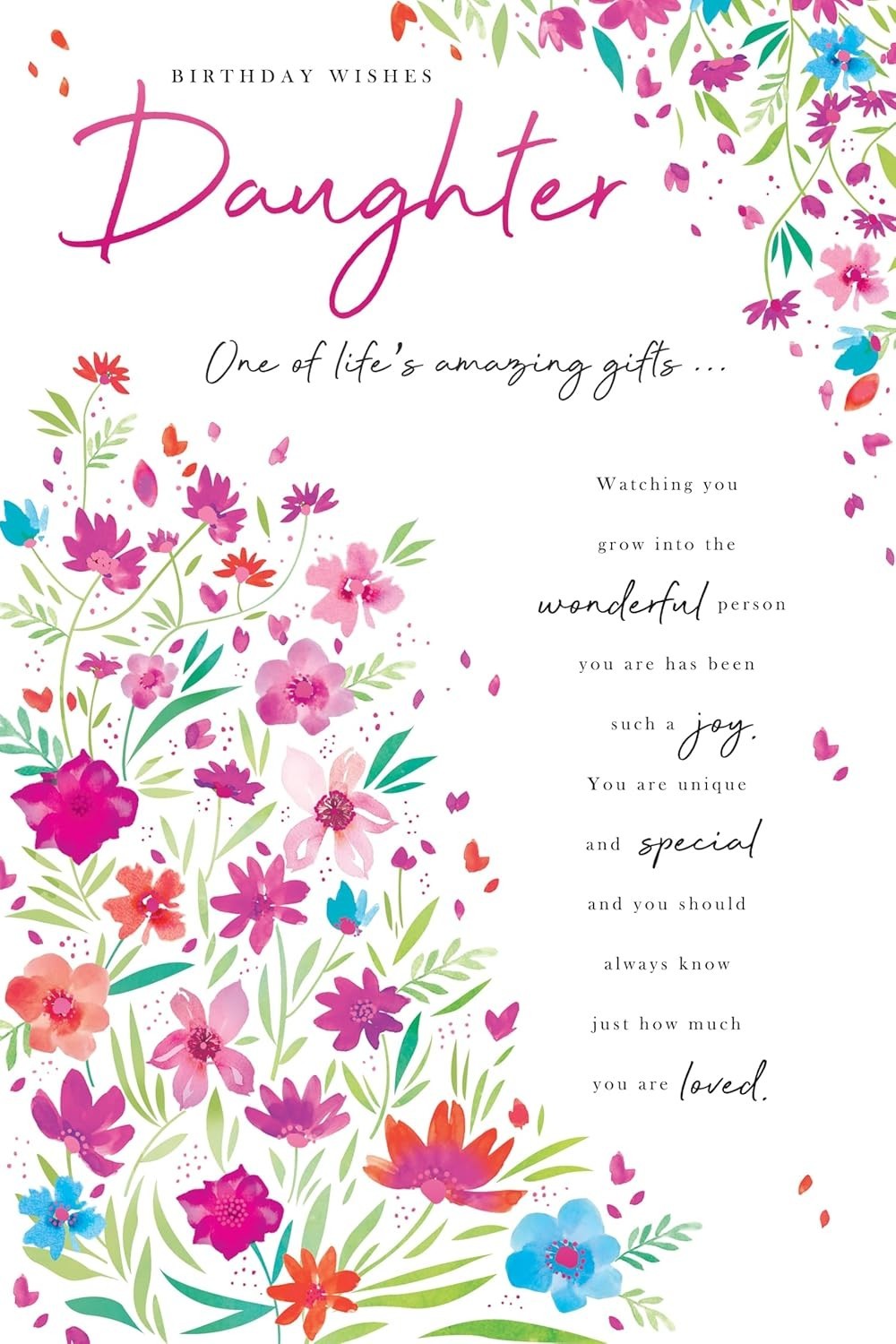 Birthday Card for Daughter 15cm x 23cm Floral Design Sentimental Verse Insert