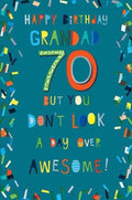70th Birthday Card for Grandad  Funny Confetti Design  15x23cm Insert