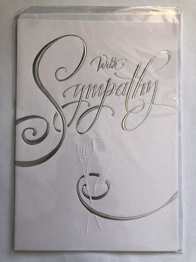 With Sympathy Condolence Card Swirl Embossed Foiled