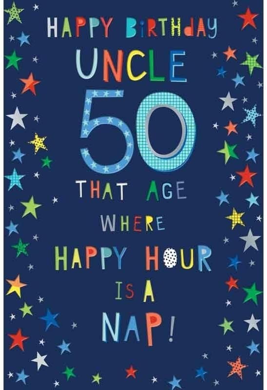 50th Birthday Card for Uncle  Funny Star Design  15x23cm Insert