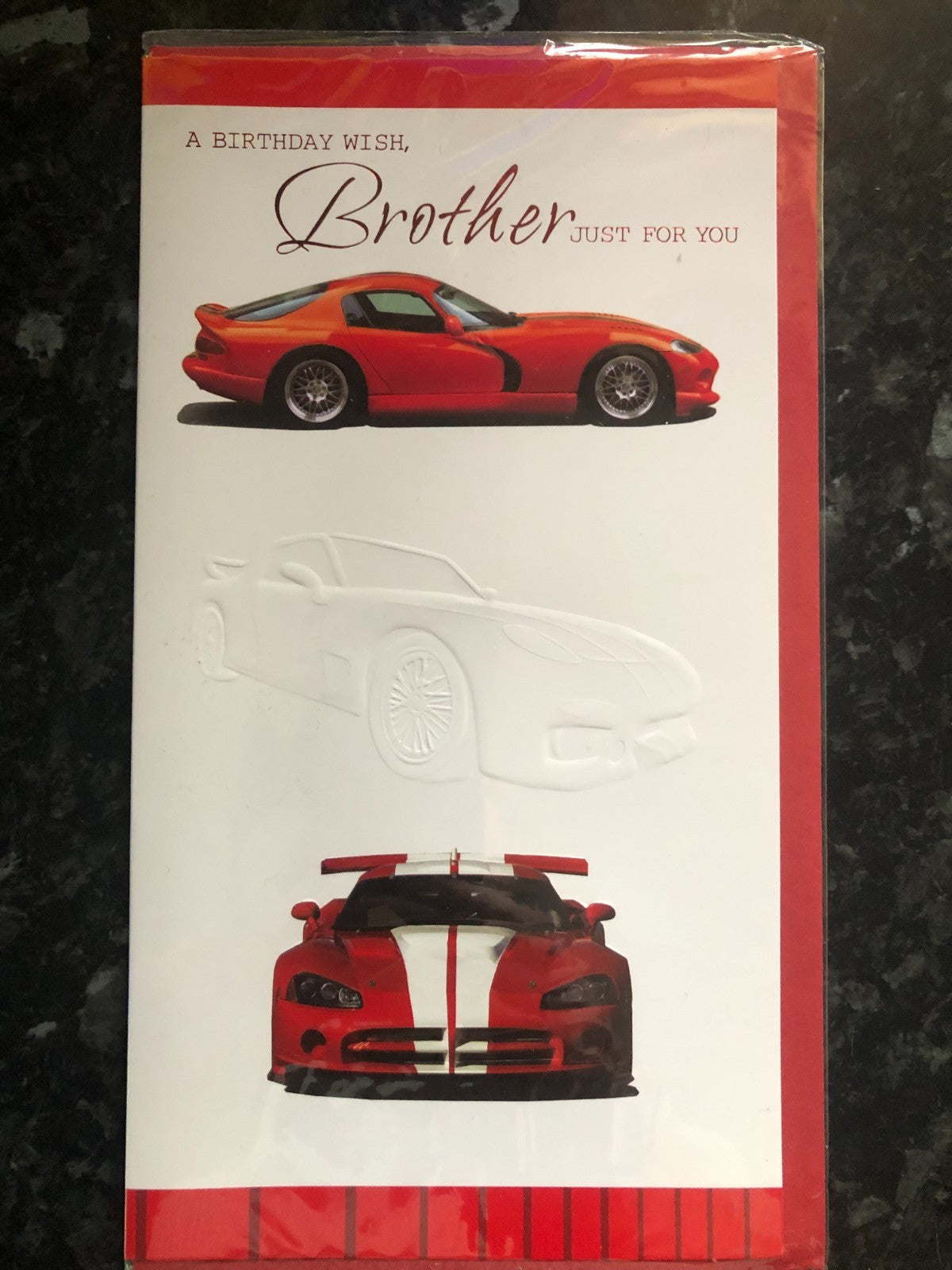 Brother Birthday Card Sports Cars For Him Mens Tall Slim Luxury Embossed Verse