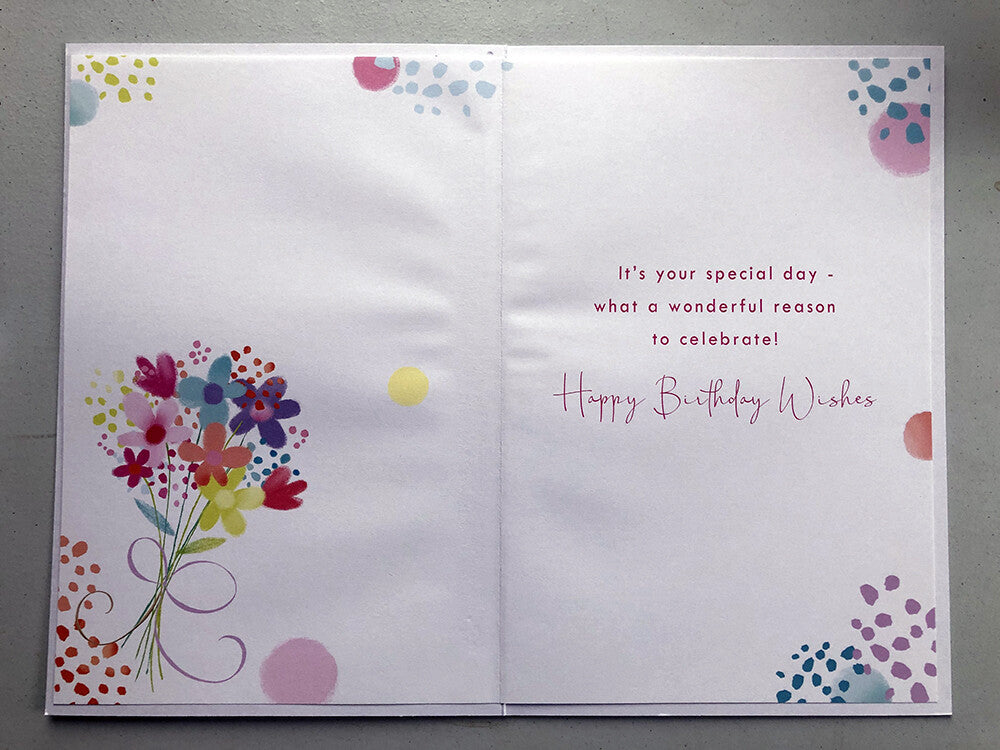Grandma Happy Birthday Card Bright Flowers Wishes Female Lovely Verse