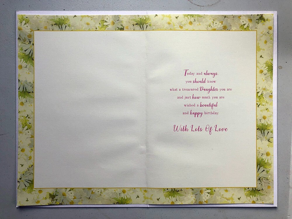 Beautiful Daughter Birthday Card - Heartfelt Verse - Daisy Floral Pink