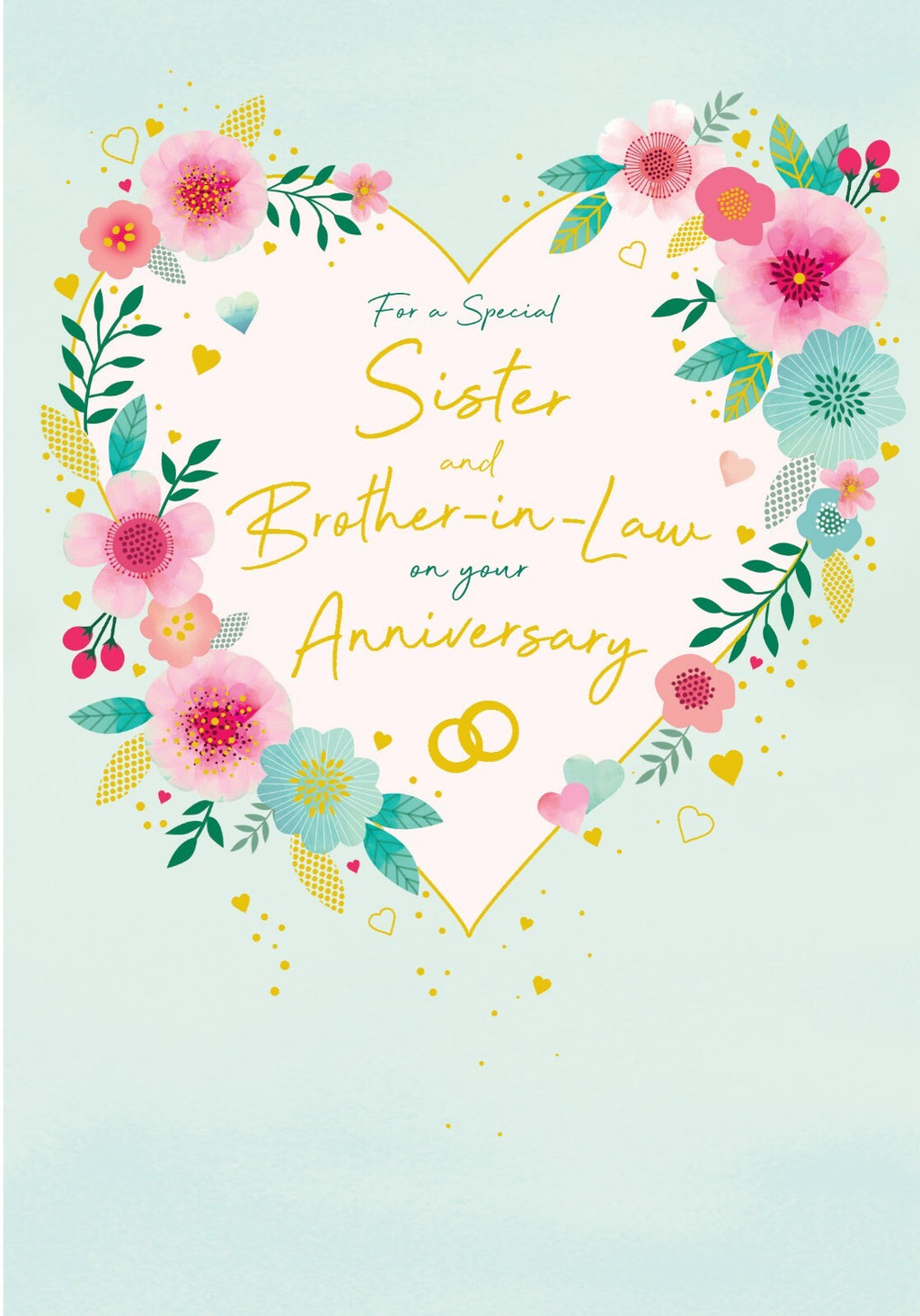 Sister & Brother in law Anniversary Card Heart Foil Finish Lovely Verse