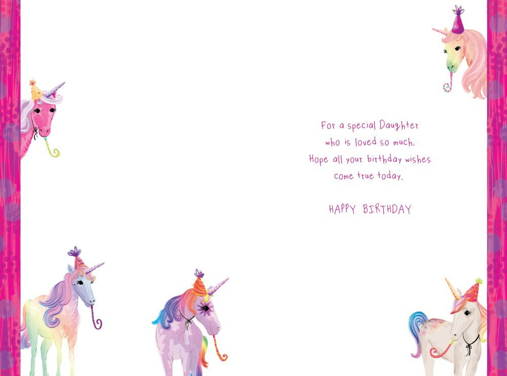 Daughter Birthday Card Unicorns 9" x 6" Lovely Verse